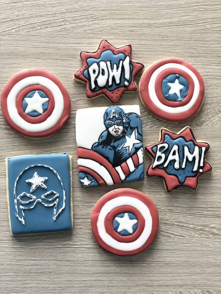 Custom Decorated Captain America Set of Cookies
